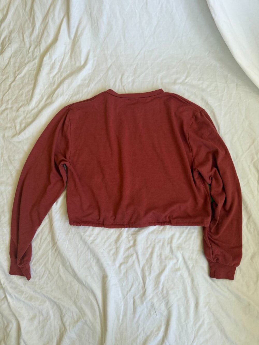 Dirtee Laundry Red Cropped Sweatshirt Long Sleeve Women's Drawstring Pullover - Picture 8 of 10